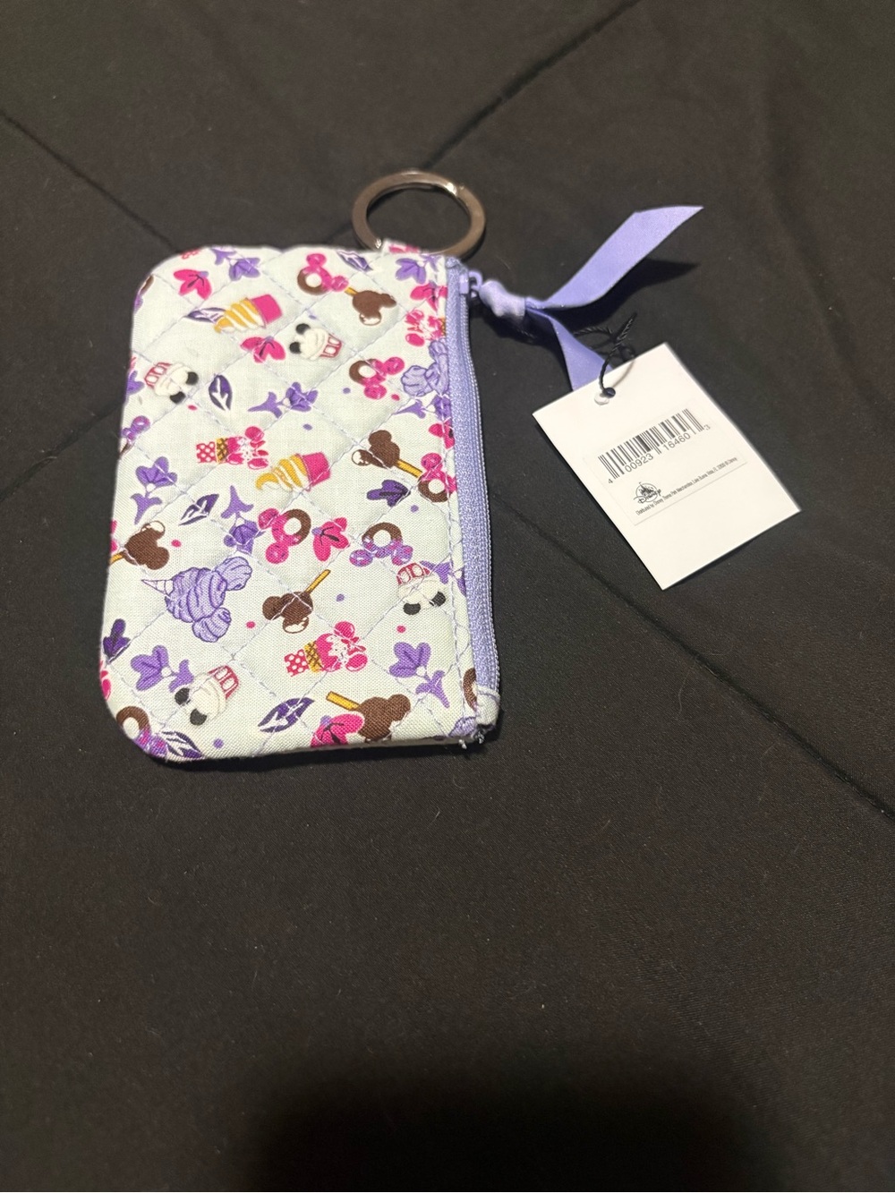Vera Bradley Lavender Quilted Key & Card Holder with Floral Print